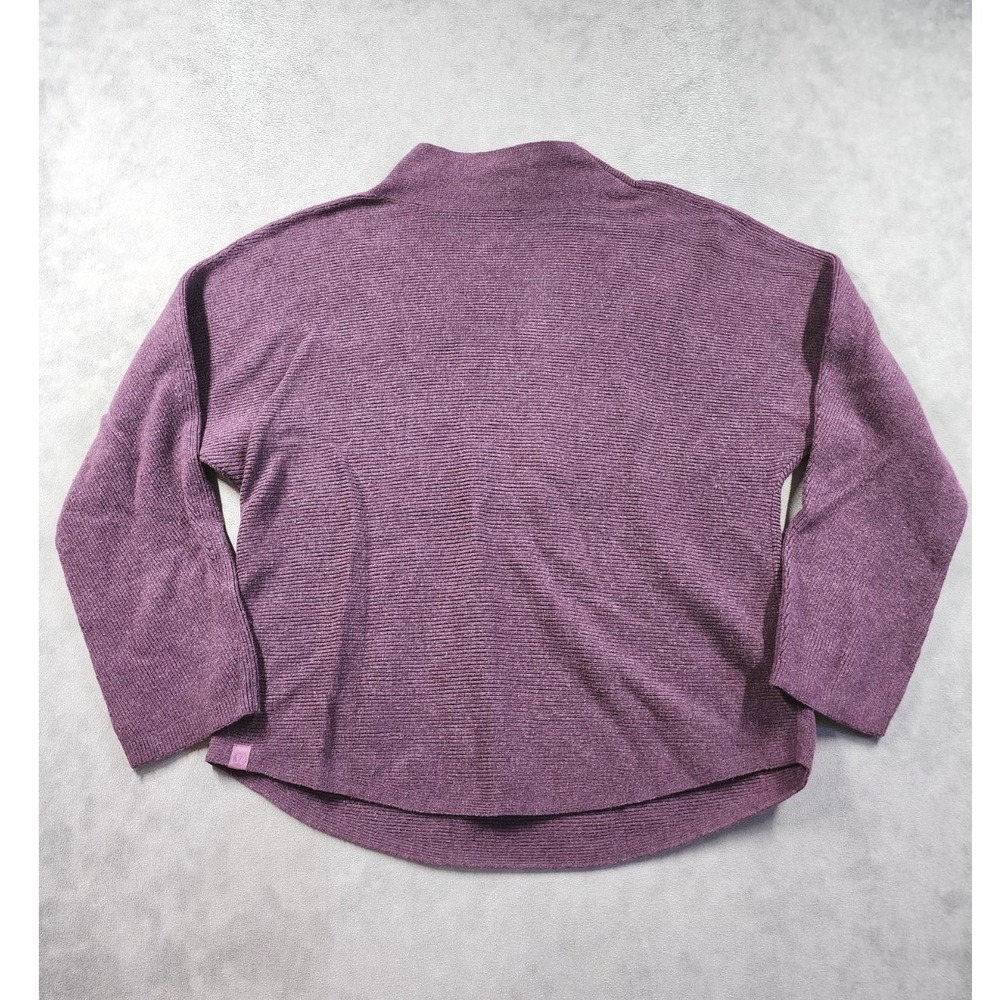 Lululemon Boxy Cotton Cashmere Blend Mock Neck Ribbed Sweater Women M/L Purple